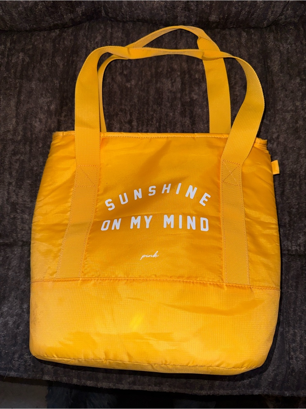 PINK Victoria's Secret Yellow 'Sunshine On My Mind' cooler Tote